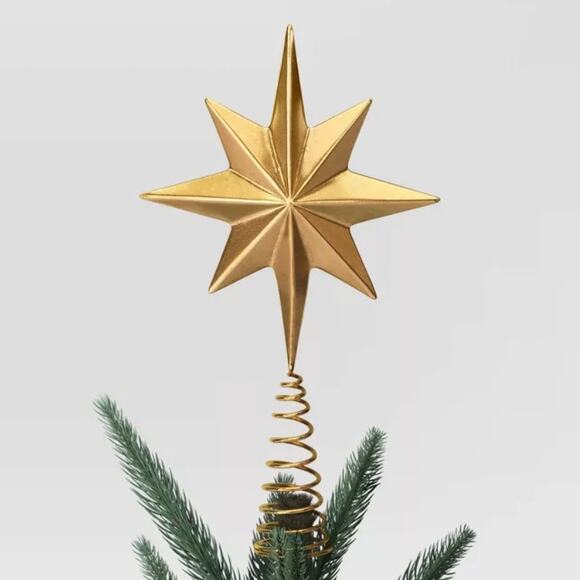Metal 8-Point Nativity Gold Star Christmas Tree Topper 13.75" Mini Holiday Decor - Picture 1 of 4